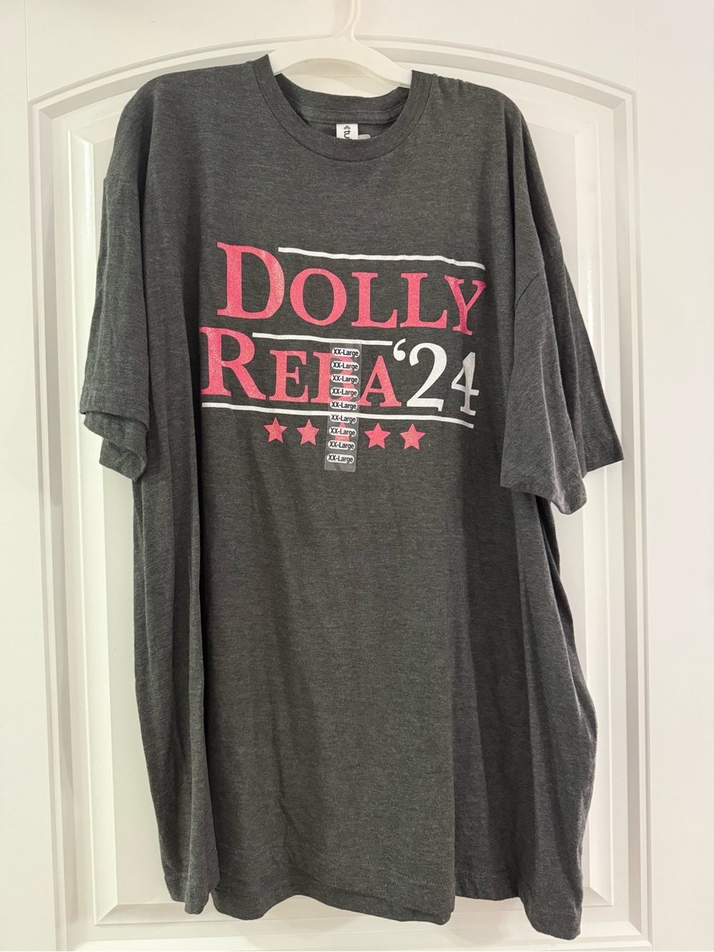Tultex Charcoal Graphic Tee with Pink & White Print Dolly and Reba